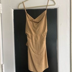 Tan linen dress